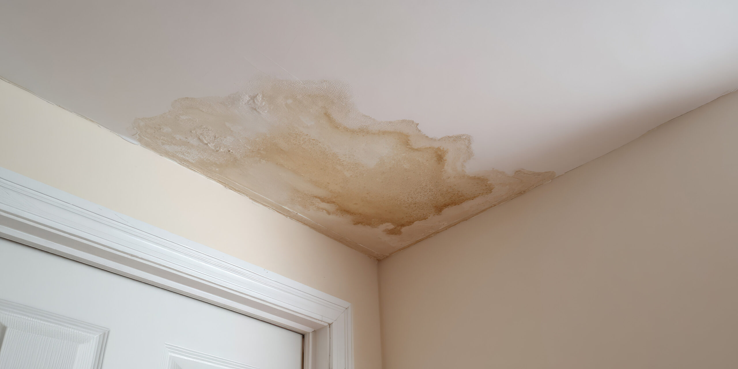 Wasserflecken auf weißer Decke